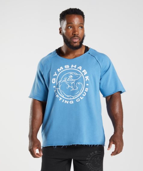 Men's Gymshark Legacy Rag Top T-Shirts Blue | NZ 6YVPBK